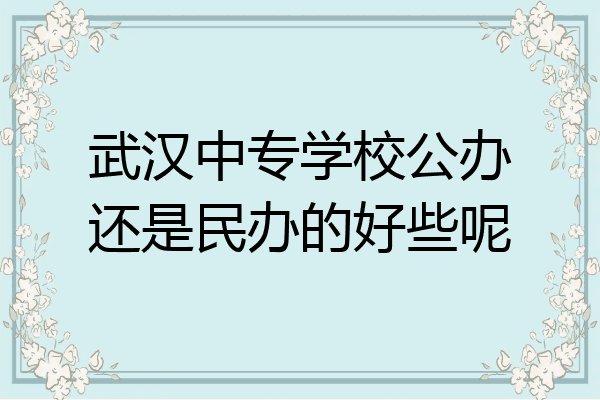 武汉中专学校公办还是民办的好些呢