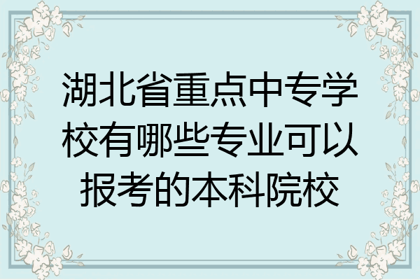 湖北省重点中专学校有哪些专业可以报考的本科院校