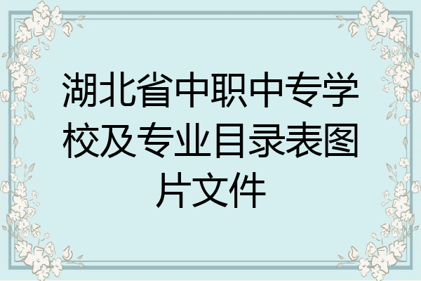 湖北省中职中专学校及专业目录表图片文件