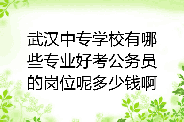 武汉中专学校有哪些专业好考公务员的岗位呢多少钱啊