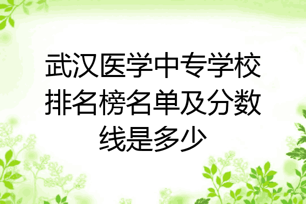 武汉医学中专学校排名榜名单及分数线是多少