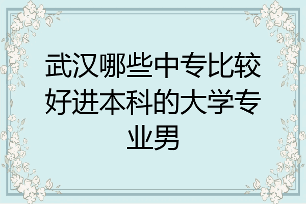 武汉哪些中专比较好进本科的大学专业男