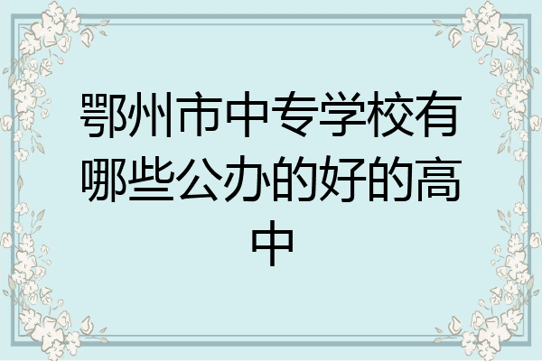 鄂州市中专学校有哪些公办的好的高中