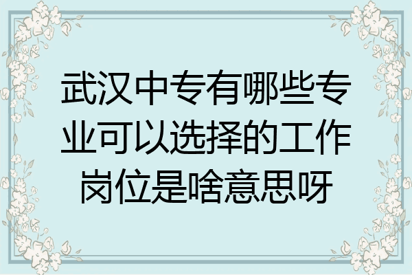 武汉中专有哪些专业可以选择的工作岗位是啥意思呀
