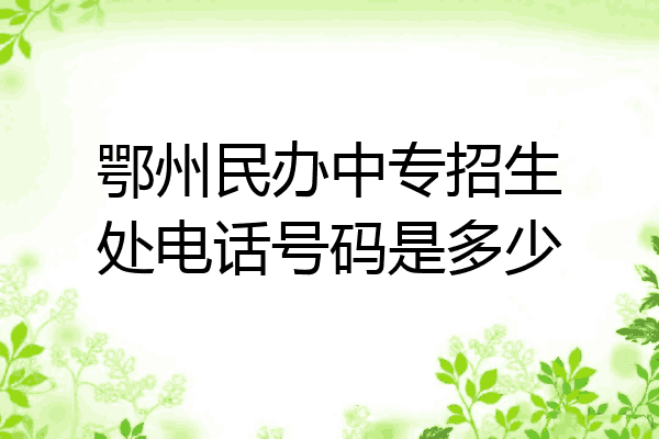 鄂州民办中专招生处电话号码是多少
