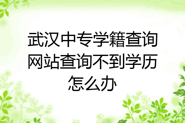 武汉中专学籍查询网站查询不到学历怎么办