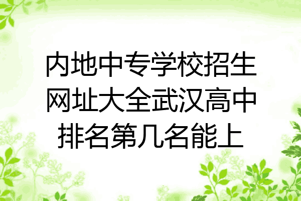内地中专学校招生网址大全武汉高中排名第几名能上