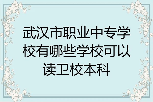 武汉市职业中专学校有哪些学校可以读卫校本科