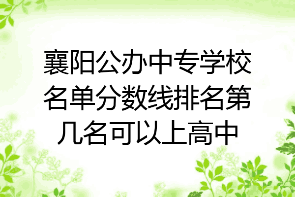 襄阳公办中专学校名单分数线排名第几名可以上高中