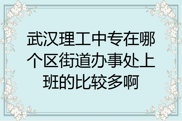 武汉理工中专在哪个区街道办事处上班的比较多啊