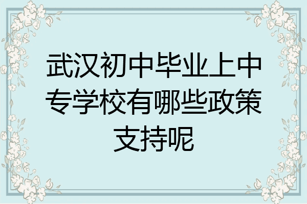 武汉初中毕业上中专学校有哪些政策支持呢