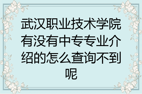 武汉职业技术学院有没有中专专业介绍的怎么查询不到呢