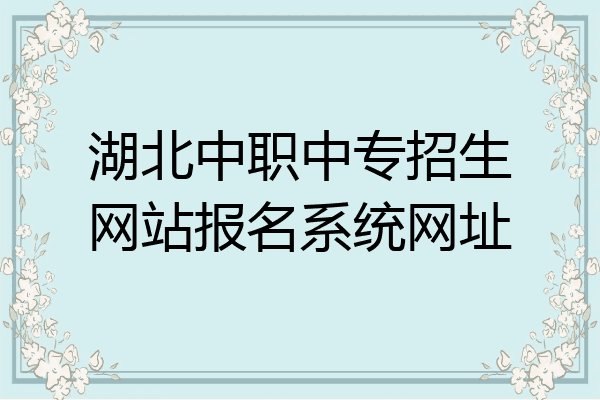 湖北中职中专招生网站报名系统网址