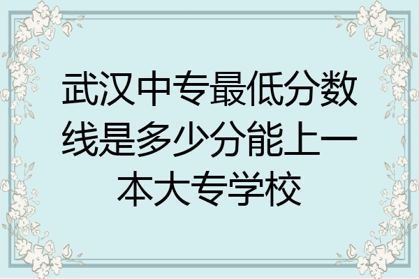 武汉中专最低分数线是多少分能上一本大专学校