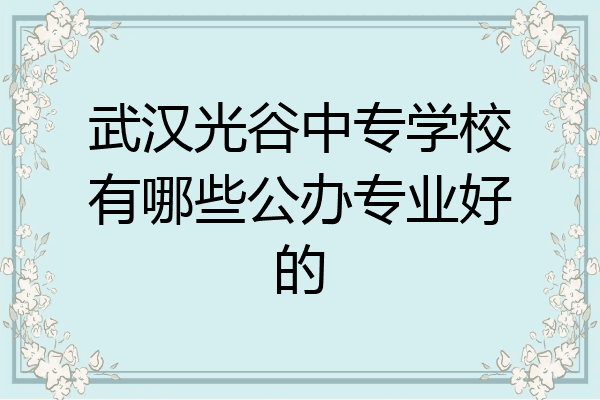 武汉光谷中专学校有哪些公办专业好的