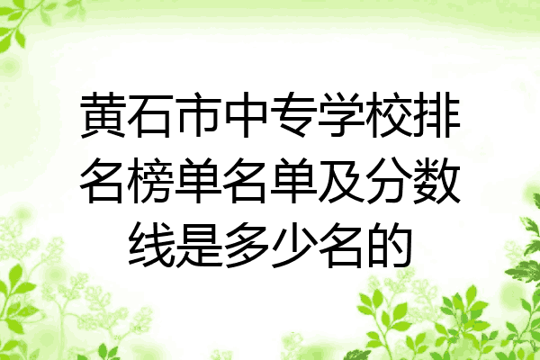 黄石市中专学校排名榜单名单及分数线是多少名的