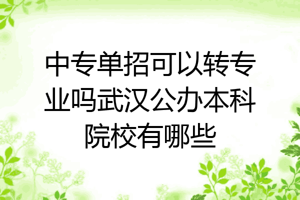 中专单招可以转专业吗武汉公办本科院校有哪些