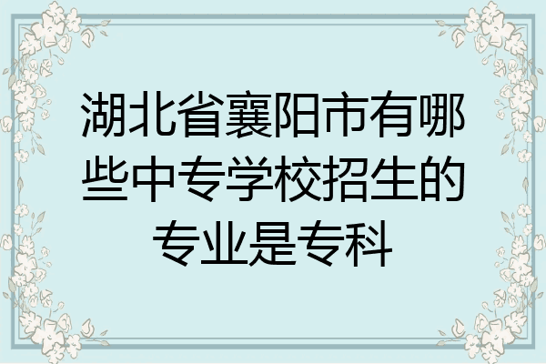 湖北省襄阳市有哪些中专学校招生的专业是专科