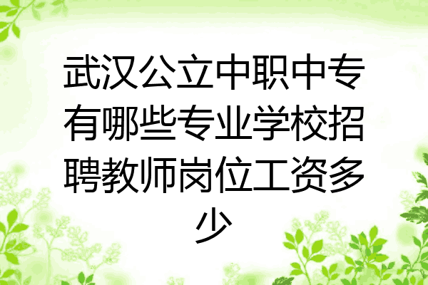 武汉公立中职中专有哪些专业学校招聘教师岗位工资多少