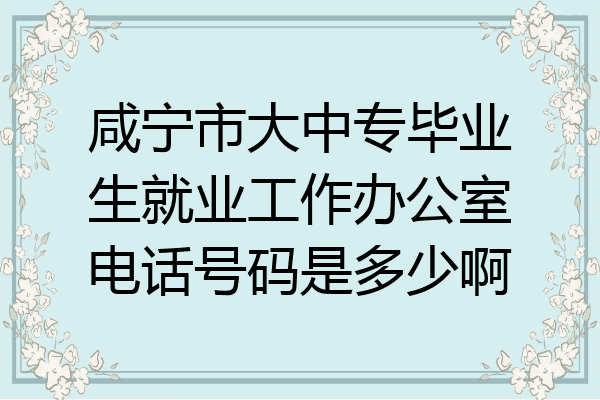 咸宁市大中专毕业生就业工作办公室电话号码是多少啊