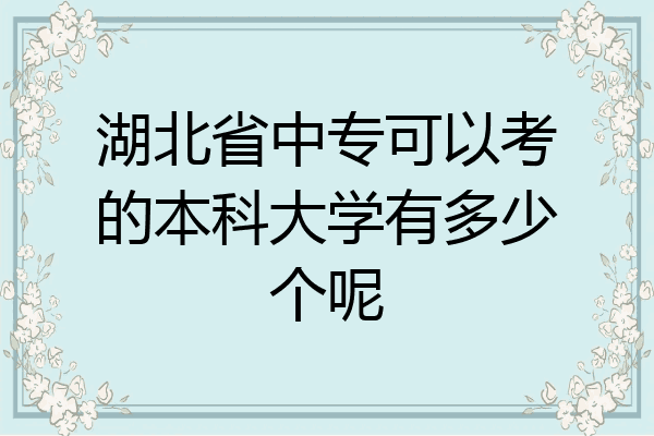 湖北省中专可以考的本科大学有多少个呢