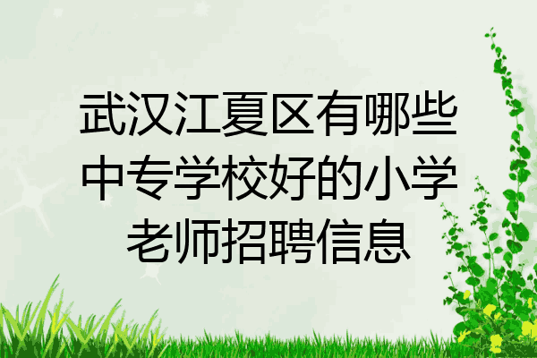 武汉江夏区有哪些中专学校好的小学老师招聘信息