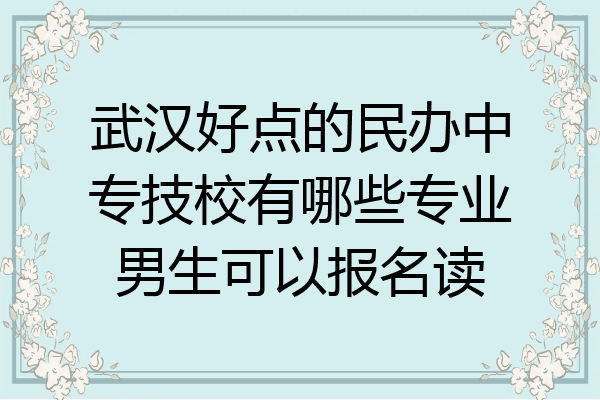 武汉好点的民办中专技校有哪些专业男生可以报名读