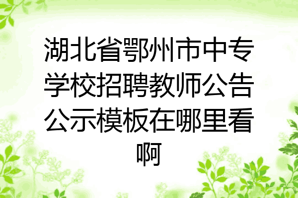 湖北省鄂州市中专学校招聘教师公告公示模板在哪里看啊