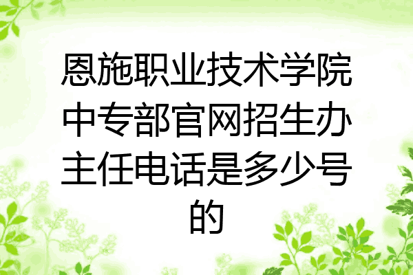 恩施职业技术学院中专部官网招生办主任电话是多少号的