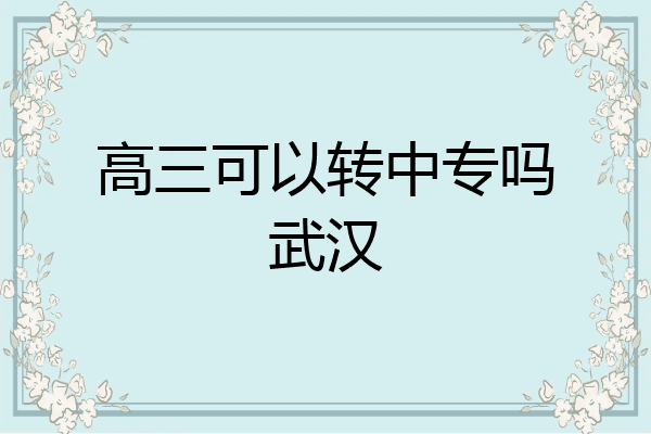 高三可以转中专吗武汉