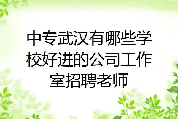 中专武汉有哪些学校好进的公司工作室招聘老师