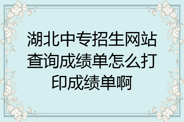 湖北中专招生网站查询成绩单怎么打印成绩单啊