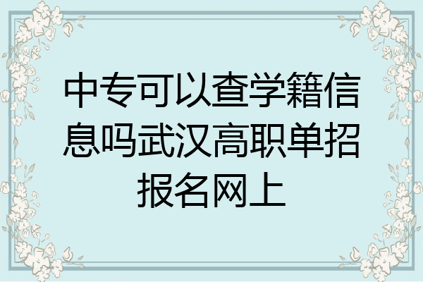 中专可以查学籍信息吗武汉高职单招报名网上