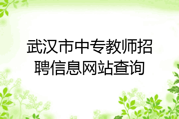 武汉市中专教师招聘信息网站查询