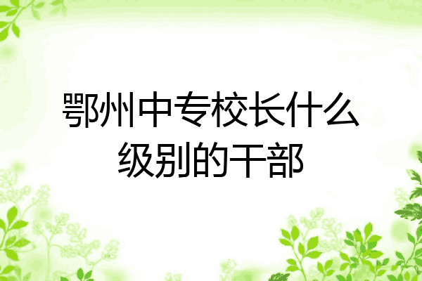 鄂州中专校长什么级别的干部