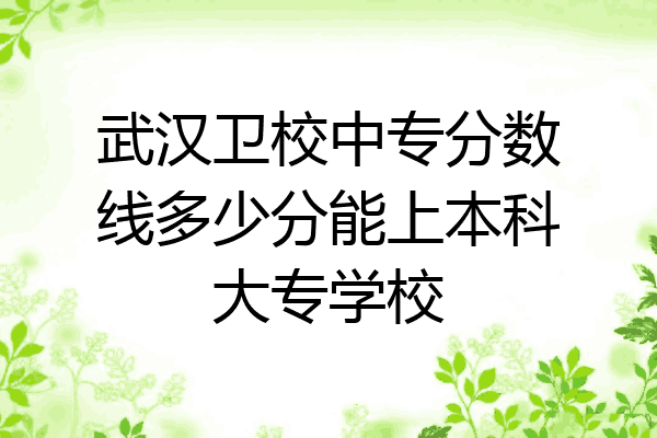 武汉卫校中专分数线多少分能上本科大专学校