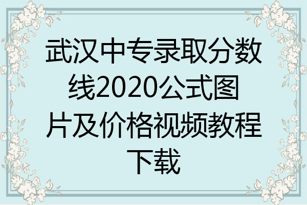 武汉中专录取分数线2020公式图片及价格视频教程下载