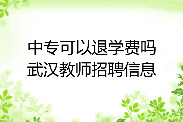中专可以退学费吗武汉教师招聘信息