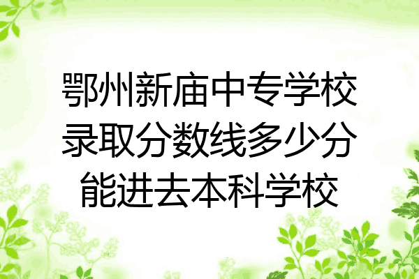 鄂州新庙中专学校录取分数线多少分能进去本科学校