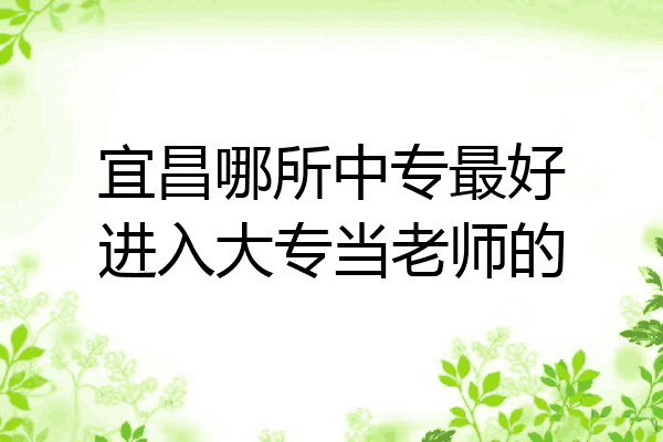 宜昌哪所中专最好进入大专当老师的