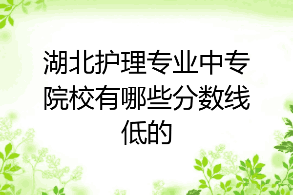 湖北护理专业中专院校有哪些分数线低的