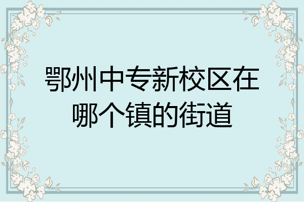 鄂州中专新校区在哪个镇的街道