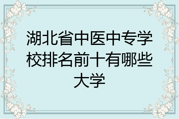 湖北省中医中专学校排名前十有哪些大学