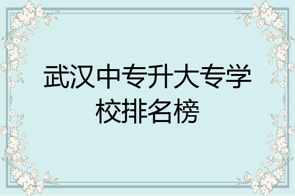武汉中专升大专学校排名榜