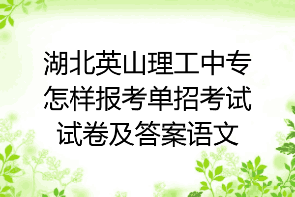 湖北英山理工中专怎样报考单招考试试卷及答案语文