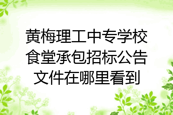 黄梅理工中专学校食堂承包招标公告文件在哪里看到