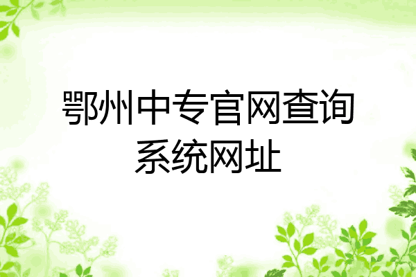 鄂州中专官网查询系统网址