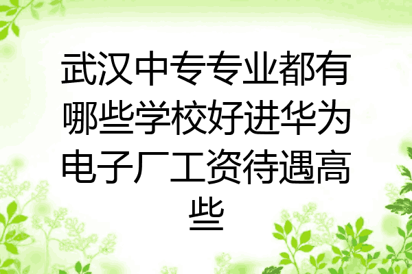武汉中专专业都有哪些学校好进华为电子厂工资待遇高些