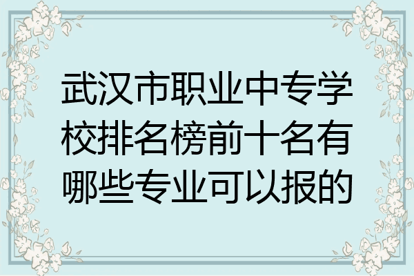 武汉市职业中专学校排名榜前十名有哪些专业可以报的