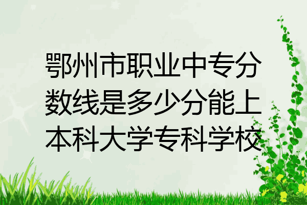 鄂州市职业中专分数线是多少分能上本科大学专科学校